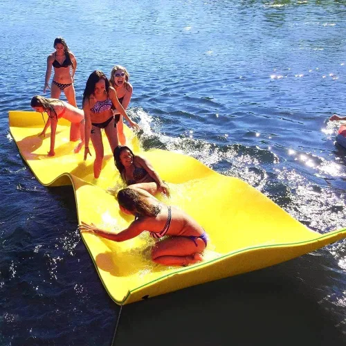 Miniatura 12 de Outroad - Tapete flotante para agua, 3 capas de espuma XPE de 9/12/18 pies, almohadilla de lirio para playa, océano, lago, isla flotante enrollable