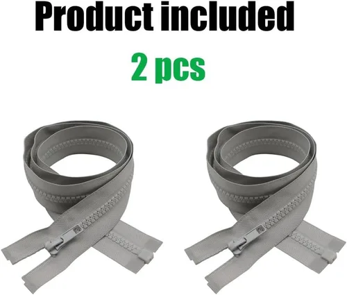 Miniatura 3 de YaHoGa 2 piezas cremalleras separadoras #5 de 24 pulgadas para coser abrigos, cremallera de chaqueta, cremalleras de plástico moldeado gris a granel