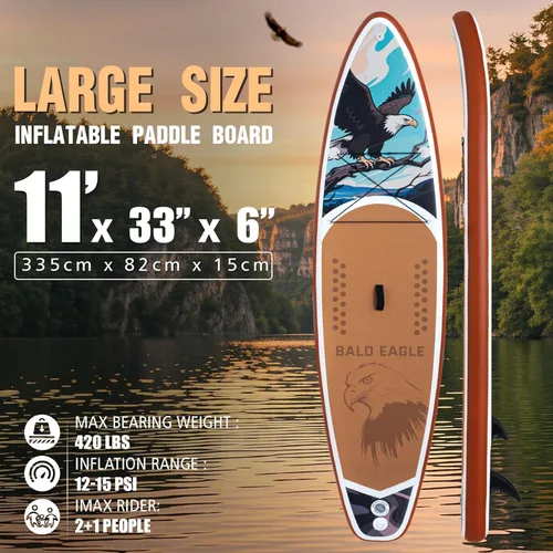 Miniatura 2 de FEATH-R-LITE Tabla de remo inflable para adultos SUP con bomba de accesorios premium, pala ajustable, correa, tres aletas, mochila