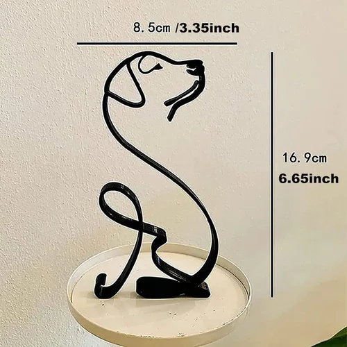 Miniatura 3 de Escultura de pared de arte minimalista para perro, alambre de metal abstracto, línea geométrica, dibujo, estatua de arte (perro)