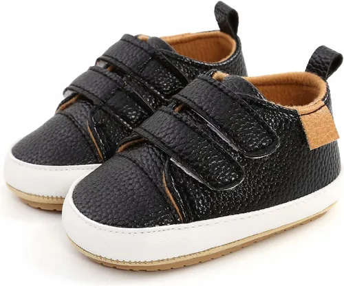 Miniatura 4 de Zapatos para bebés niños y niñas, tenis de piel sintética para recién nacidos, suela de goma antideslizante, unisex, para niños pequeños