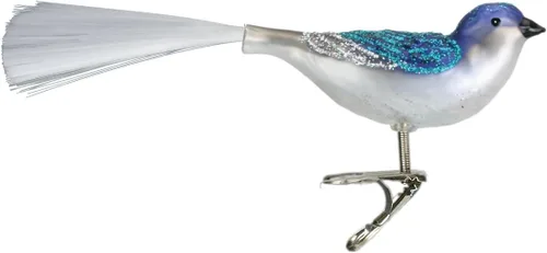 Old World Christmas Adorno de vidrio soplado de golondrina para árbol de Navidad, decoración navideña artesanal, colección de clips de observador de