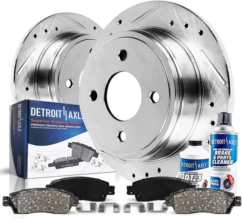 Detroit Axle - Kit de freno trasero para Honda Civic CRX Prelude Acura Integra Rotores de freno perforados y ranurados Pastillas de freno de
