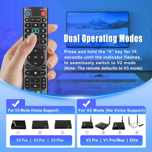 Miniatura 4 de V5 Pro - Control remoto de voz de repuesto para vSeeBox V5/V3/V2/V1 Pro, V3 Plus, V1 Max/Elite Remote