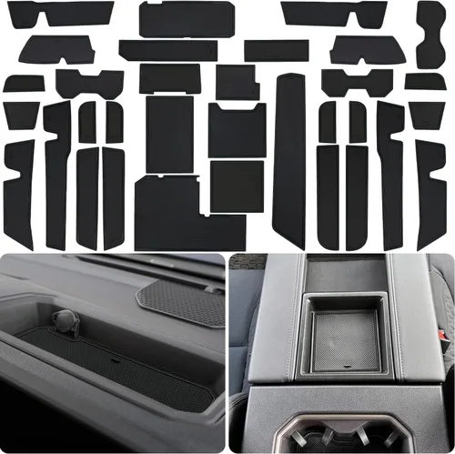 Center Console Liner for Toyota Tundra Accessories 2022 2023 2024 2025 2026, Cup Holder Insert, Door Pocket Interior Trim, Anti Dust Mat, Custom