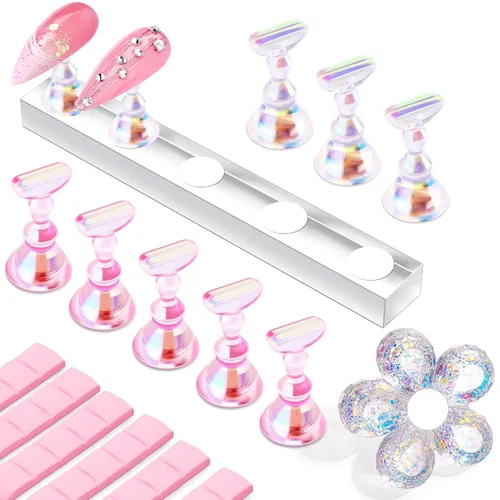 Miniatura 12 de Makartt Soporte de uñas para uñas a presión, práctica de pintura artística, soporte magnético para pintar uñas, soporte para diseños de uñas