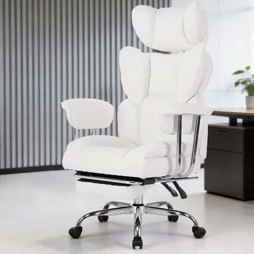 Miniatura 8 de DUMOS Silla de oficina grande y alta, 350 libras, silla de escritorio ejecutiva de piel sintética resistente a los arañazos con reposapiés, silla
