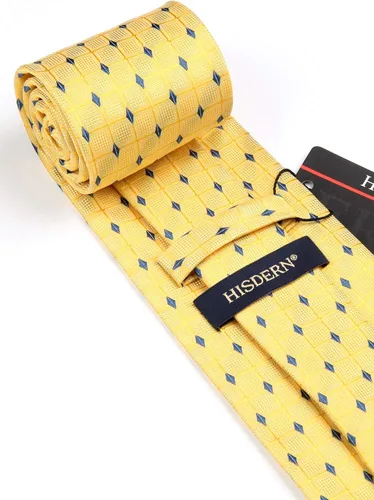 Miniatura 225 de HISDERN Conjunto de corbata a cuadros a cuadros pañuelo tejido clásico formal para hombre corbata y bolsillo cuadrado