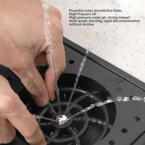 Miniatura 2 de Enjuagadora de jarra con rotación de 360 grados, enjuague de vidrio para fregadero de cocina, arandela de vasos de acero inoxidable con bandeja