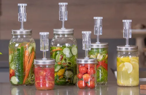 Miniatura 2 de JILLMO Kit de fermentación para frascos Mason de boca ancha, tapas de fermentación de acero inoxidable con pesos de vidrio y esclusas de aire, juego
