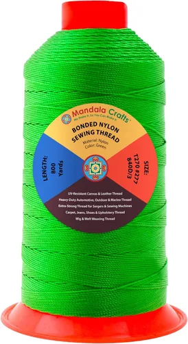 Miniatura 164 de Mandala Crafts - Hilo de nailon para coser cuero, tapicería, mezclilla y para trenzar el pelo; resistente, 1500 yardas, tamaño 69 T70 Marrón