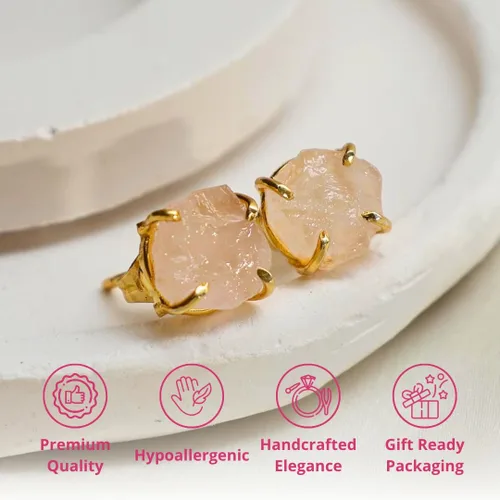 Miniatura 107 de Gempires Natural Raw Prong Setting Stud Earrings, 8-10 mm Crystals Earring, Handmade Jewelry, Gift for Her