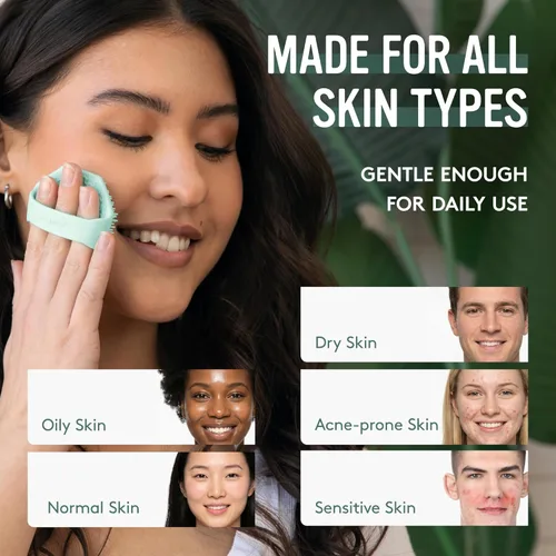 Miniatura 6 de Sud Scrub® Exfoliante facial de silicona antimicrobiana, 1 paquete, exfoliante facial suave para pieles sensibles, cepillo de limpieza facial Menta