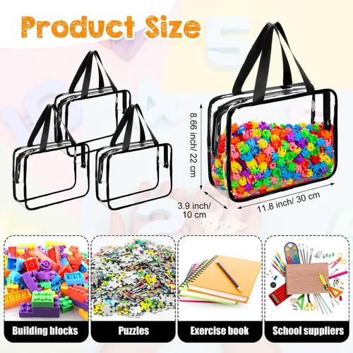 Miniatura 2 de 12 bolsas grandes de almacenamiento de juguetes con cremallera, bolsas de almacenamiento organizadoras transparentes de PVC, impermeables