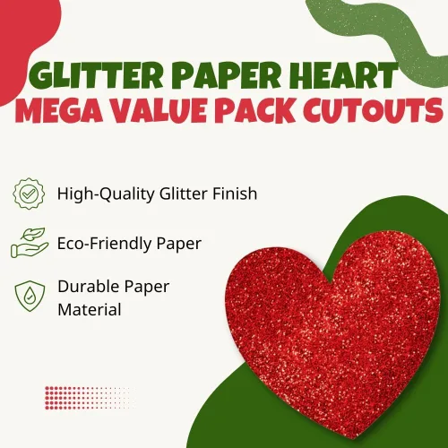 Miniatura 5 de Paquete de 20 recortes de corazón de papel con purpurina roja deslumbrante, 5, 7 pulgadas, 11.5 pulgadas (paquete de 20), perfecto para decoraciones