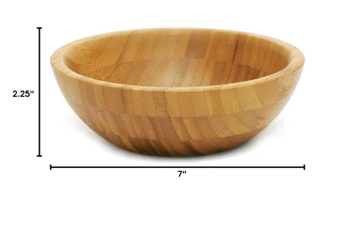 Miniatura 6 de Lipper International Ensaladera de madera de bambú, pequeño, 7 pulgadas de diámetro x 2.25 pulgadas de alto, tazón individual