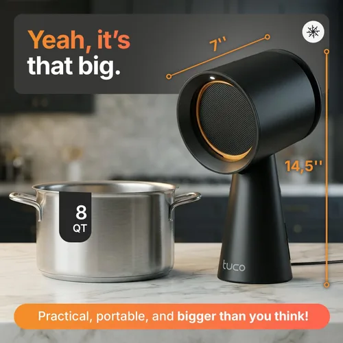 Miniatura 3 de TUCO Campana extractora portátil, ventilador de extracción de escritorio para cocina con 3 velocidades, filtro triple de polímero, aluminio