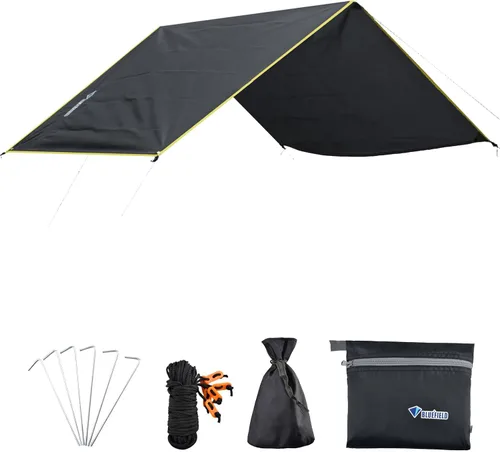 Miniatura 8 de Azarxis Hamaca de lona para camping, mosca de lluvia, toldo impermeable para tienda de campaña, toldo de tela para picnic para senderismo al aire