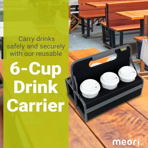 Miniatura 2 de meori Portabebidas reutilizable para 2 tazas, portador de tazas para llevar, plegable, portador de café con asa para vino, cócteles, organizador