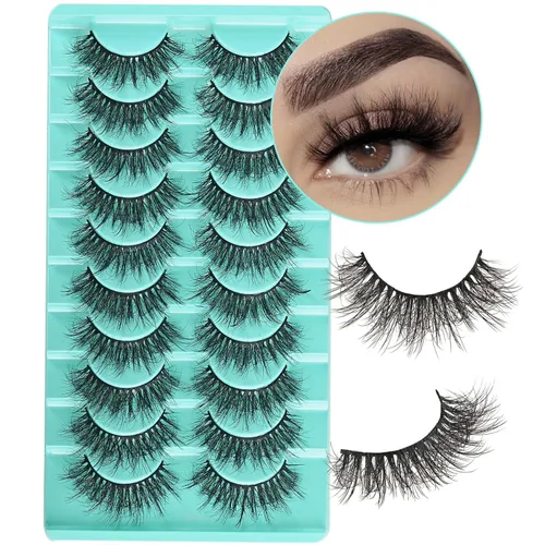 Miniatura 9 de APCYUST Pestañas postizas Wispy, pestañas naturales de visón, tiras de pestañas de visón, aspecto natural, pestañas falsas semi-Wispy, paquete