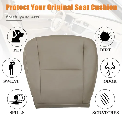 Miniatura 2 de Funda de asiento de repuesto de cuero no perforado para parte inferior del lado del conductor, compatible con Toyota Tundra Based, SR5, Limited 2005