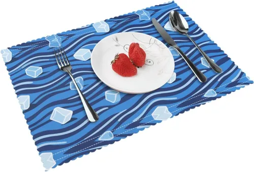 Miniatura 13 de Rectangular Placemats Set of 4, Heat Resistant Black Eagle Printed Kitchen Dining Table Mats