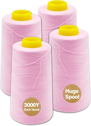 Miniatura 16 de Hilo de serger jaspeado, hilo multiusos para costura, poliéster, 4 conos de 3000 yardas cada carrete para máquina de coser 4 Arco iris