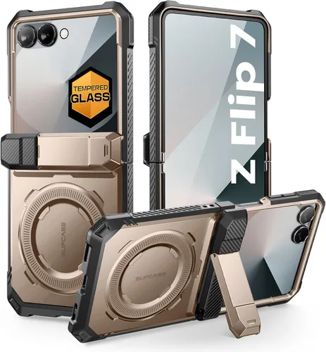SUPCASE Funda para Samsung Galaxy Z Flip 7 con Soporte y Protector de Pantalla Frontal (Unicorn Beetle Grip), [Compatible con MagSafe] [Protección