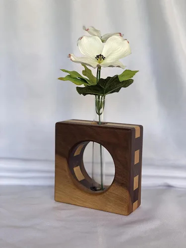 Miniatura 2 de Test Tube Bud Vase with Hardwood Base (Walnut/Maple)