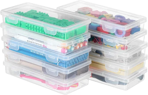 Miniatura 11 de Paquete de 10 cajas organizadoras de cuentas, pequeños recipientes de plástico transparente con tapas, almacenamiento de manualidades para cuentas