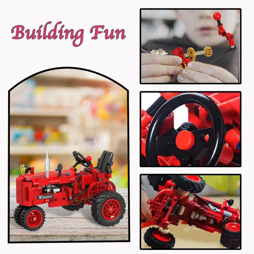 Miniatura 3 de Juego de 302 piezas de bloques de construcción, modelos clásicos de tractor agrícola para niños, kit de ingeniería de construcción para niños