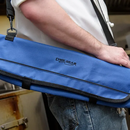 Miniatura 5 de Ergo Chef Bolsa enrollable de 8 bolsillos para cuchillos de chef, 1 bolsillo grande de malla para utensilios de cocina, mezcla duradera de nailon
