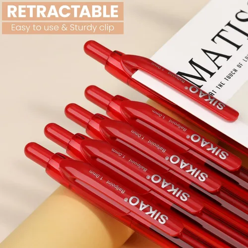 Miniatura 4 de Bolígrafos rojos a granel, paquete de 30 bolígrafos retráctiles, punta media de 0.039 pulgadas, bolígrafos de tinta roja a granel para profesores