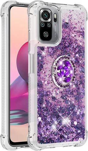 Miniatura 3 de CCSmall Funda para Xiaomi Redmi Note 10 4G (no 5G)/Redmi Note 10S con Creatividad Clear Quicksand Glitter Flotante Flotante Suave w/Stand Bling