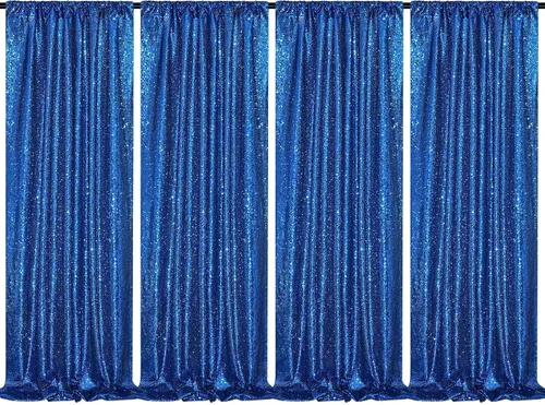 Miniatura 8 de Cortinas con lentejuelas doradas, 2 unidades de 2 x 8 pies, con brillantina, telón de fondo para bodas Rojo