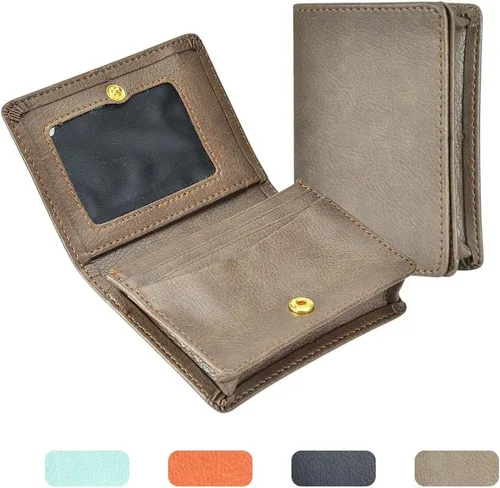 Miniatura 2 de XEYOU Funda para tarjetas de crédito para mujer, tarjetero con bolsillo frontal para mujer, Cartera plegable para tarjetas marrón oscuro, Moderno