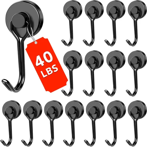 Miniatura 14 de DIYMAG - Ganchos magnéticos negros, imanes de 18 kg de alta resistencia, 2026, esenciales para cruceros, cabinas, con gancho de metal para colgar