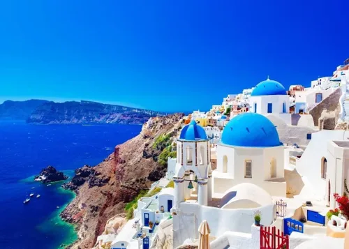 Miniatura 9 de Telón de fondo de tela para fotos de Grecia, Isla Santorini, Oia, Village, fondo de fotografía de Grecia para decoraciones de fiesta temática