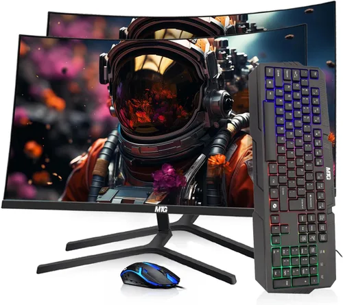 Miniatura 12 de MTG - Monitor curvo de 27 pulgadas, pantalla Full HD 1080P sin marco, audio HDMI DP USB, desenfoque de bajo movimiento, montaje VESA, combo