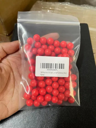 Miniatura 2 de 100 bolas de pintura de plástico sólido de 0.50 cali, 50 cal. bolas de nailon para entrenamiento y práctica de objetivos (rojo)