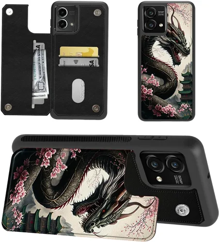 Miniatura 24 de Funda tipo cartera para Moto G Stylus 5G 2023 con soporte para tarjetas, bloqueo RFID, piel sintética, función atril, cierre magnético, funda