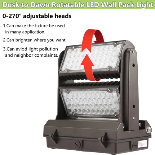 Miniatura 4 de Dusk to Dawn - Paquete de luz LED giratoria de 150 W, 5000 K, 21000 lúmenes, 800-1000 W, equivalente HPS/HID, cabezal ajustable ETL, accesorio