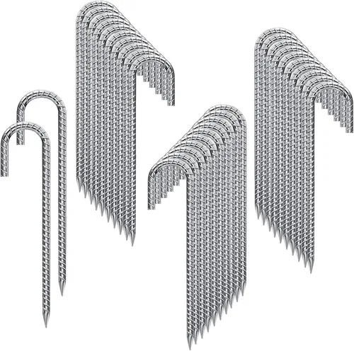 Miniatura 10 de Rebar Estacas de 12 pulgadas, paquete de 10 estacas de metal resistente en J, estacas de valla para trampolín, valla, tienda de campaña