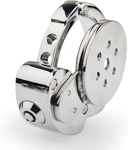 Miniatura 3 de Jaula de castidad masculina, dispositivo de castidad con botón de castidad, jaula de metal para pene pequeño, juguete sexual para adultos con anillo