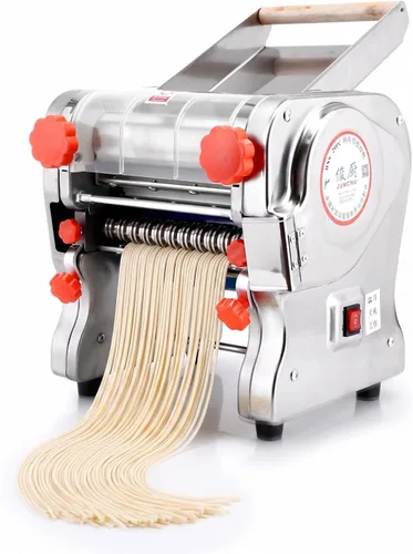 Hengwei 750 W 110 V acero inoxidable comercial eléctrico para hacer pasta, máquina de corte de fideos con rodillo de masa (ancho de fideos 7.1 in,