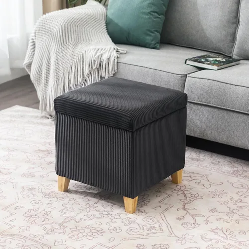 Miniatura 23 de Adeco Otomán Cubo de Piel Sintética Blanca de 18 Pulgadas de Alto con Almacenamiento, Taburetes Reposapiés de Silla de Terciopelo en Relieve 3D