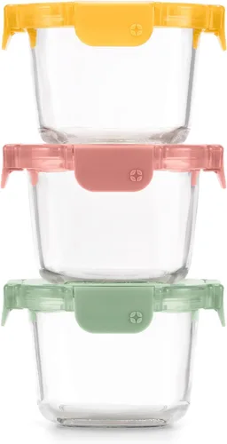 Ello Color Lock 8PC Mixed Glass Food Storage Sets, Leak-Proof Glass Food Storage Containers 2 Copas: Festival