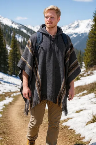 Miniatura 11 de Gamboa Poncho de alpaca para hombre Pancho mexicano con capucha vaquero y ponchos occidentales manta para adultos