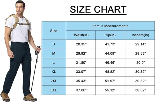 Miniatura 5 de BGOWATU Pantalones de senderismo para hombre, pantalones cargo elásticos resistentes al agua, pantalones ligeros de secado rápido para pesca al aire