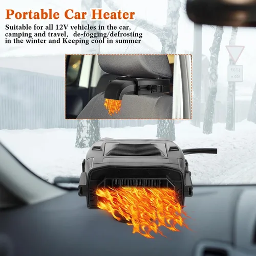 Miniatura 7 de Baquler 2 Piezas 12 V 150 W Calentador de Coche Ventilador Invierno Desempañador y Descongelador de Parabrisas Calentadores de Asiento 2 en 1